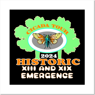 Historic Cicada Tour 2024 Entomology Insect Lover XIII & XIX Emergence Posters and Art